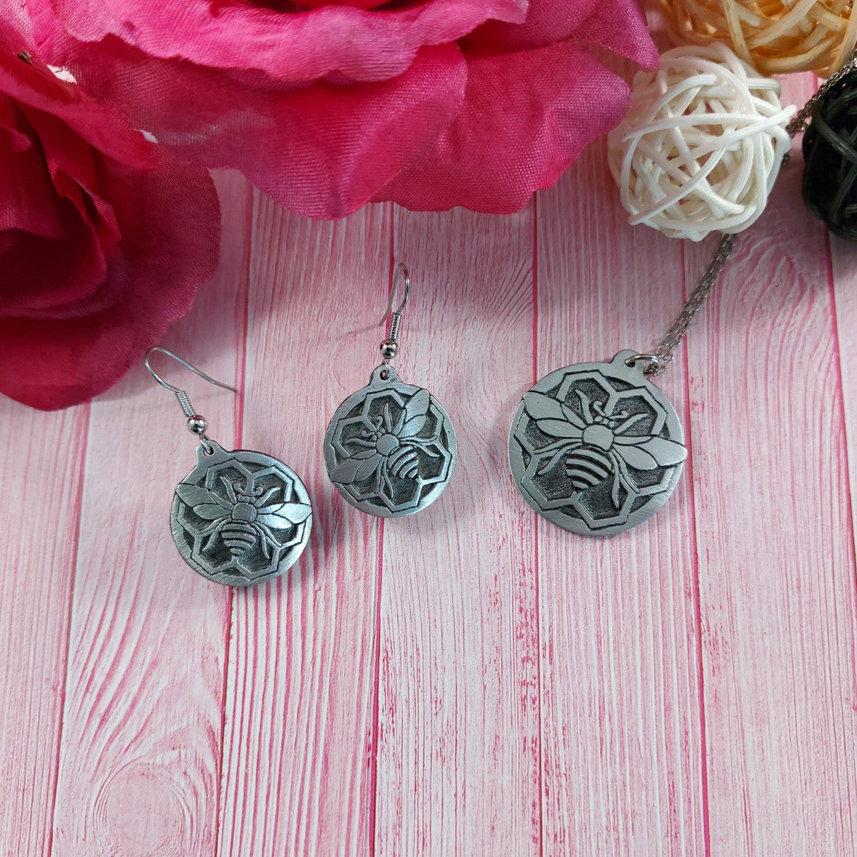 Pewter Filigree Christmas Tree Earrings on Sterling Silver Earring